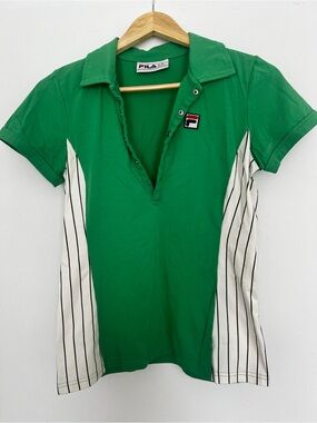Fila Green Crewneck T-Shirt with Logo Tag